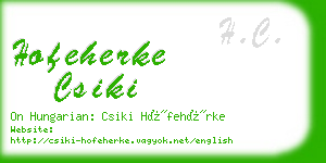 hofeherke csiki business card
